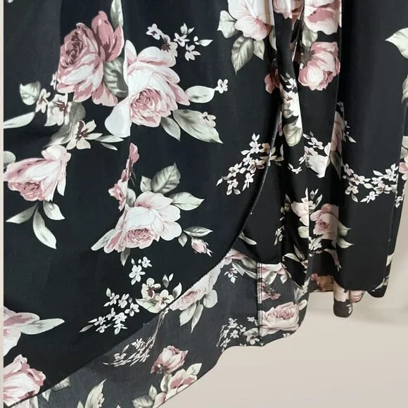 🌸 Milumia Black Floral Wrap Maxi Dress – Women’s 4XL - Picture 5 of 7